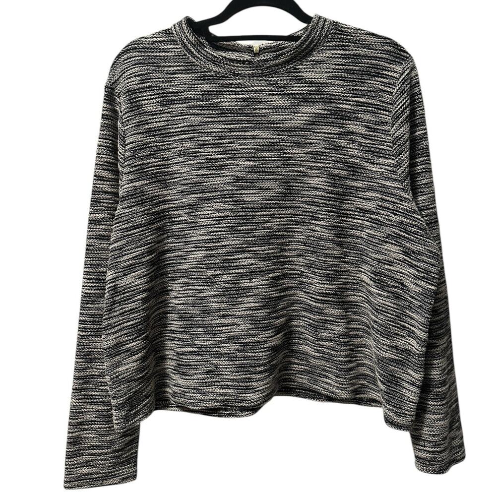 H&M Women's Textured Knit Sweater Black White XL Scandi Minimal Quiet Luxury